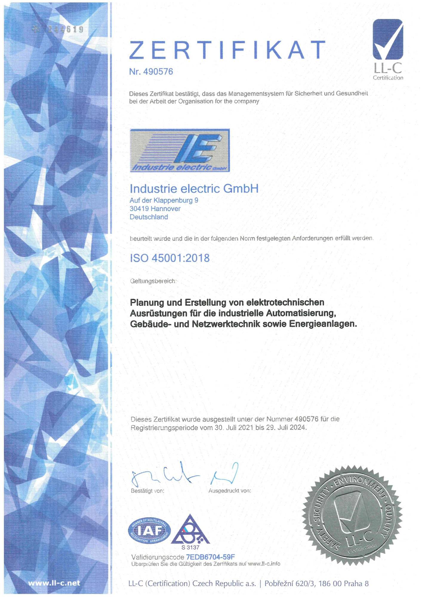 zertifikat_0002_Zertifikat ISO 45001-2018 Managementsystem für Sicherheit + Gesundheit-1